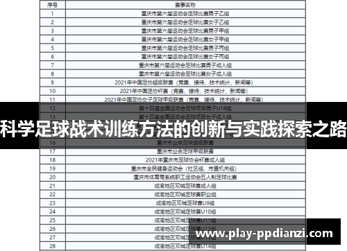 科学足球战术训练方法的创新与实践探索之路